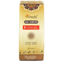 Ace Scents DIVINE LOVE Natural Masala Incense Sticks, Aromatika (БОЖЕСТВЕННАЯ ЛЮБОВЬ натуральные ароматические палочки, Ароматика), 100 палочек.