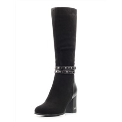 XH-Z374-14539-1R BLACK Сапоги демисезонные женские (натуральная замша, байка) размер 34