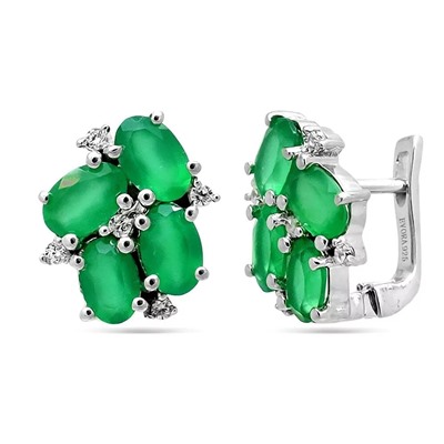 Серьги из серебра зеленый агат, Пафос