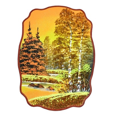 Картина с рисунком из камня, осеннее утро "прямоугольное" 24*33см, 490г