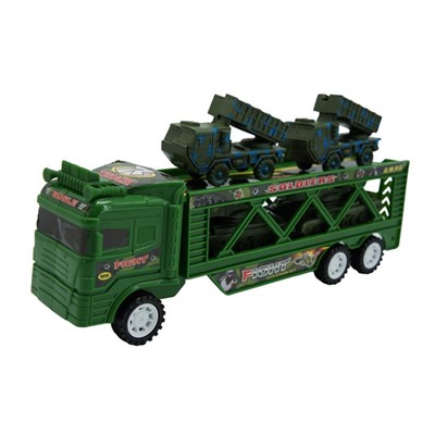 Автовоз Военный (инерцион.) + 2 Катюши + 2 танка 31*15см / коробка  899-82