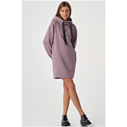 Платье спортивное с капюшоном из футера с начесом лаванда