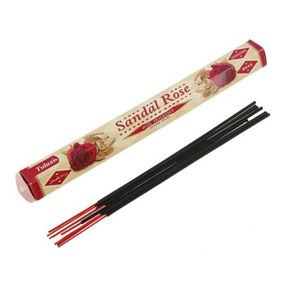Tulasi SANDAL ROSE Dual Fragrance Incense Sticks, Sarathi (Туласи благовония САНДАЛ РОЗА, Саратхи), уп. 20 палочек.