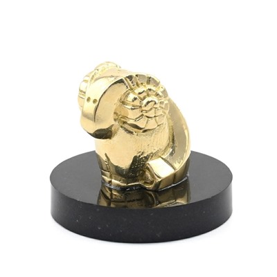 Знак зодиака из бронзы "Овен" на подставке из долерита 50*50*42мм