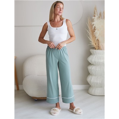 Укороченные брюки из эластичного хлопка с контрастным кантом