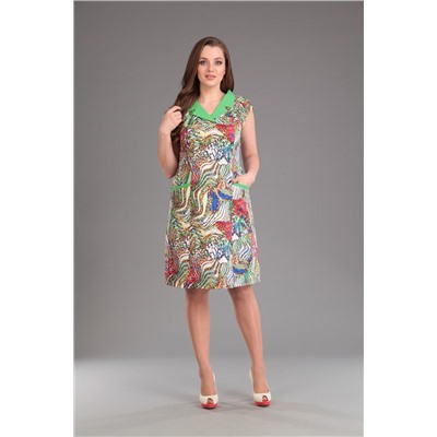 Lady Style Classic 874 цветной+зелень, Платье