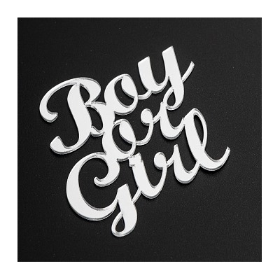 Топпер без шпажки "Boy or Girl" серебряный 7*7 см