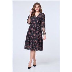 DaLi 4452 чёрный+цветы, Платье