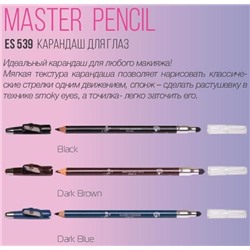Карандаш д/глаз ES-539  Dark blue (синий) с точилкой и растушевкой Fleur