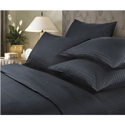 Комплект постельного белья Страйп-сатин Verossa черный КПБ-НС-16