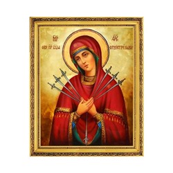 Алмазная мозаика на подрамнике 27*33см Икона Пресвятой Богородицы Семистрельной AL8719