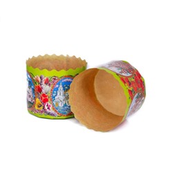 Форма бумаж. кулич (100 гр) Храмы и цветы (70/60 мм) (УПАКОВКА100ШТ)  ЦЕНА ЗА УПАКОВКУ!