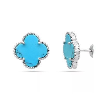 Серьги из серебра бирюза пресс., МЦВ2045