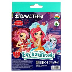 Фломастеры Энчантималс, 12 цветов, круглые
