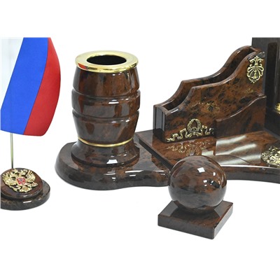 Настольный набор из обсидиана "Георгий Победоносец" 950*340*335мм
