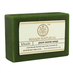 PURE NEEM Handmade Herbal Soap With Essential Oils, Khadi Natural (ЧИСТЫЙ НИМ, Мыло ручной работы с эфирными маслами, Кхади Нэчрл), 125 г.