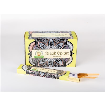 OPIO NEGRO Natural Masala Incense, Namaste India (ЧЁРНЫЙ ОПИУМ натуральные масала благовония, Намасте Индия), уп. 15 г.
