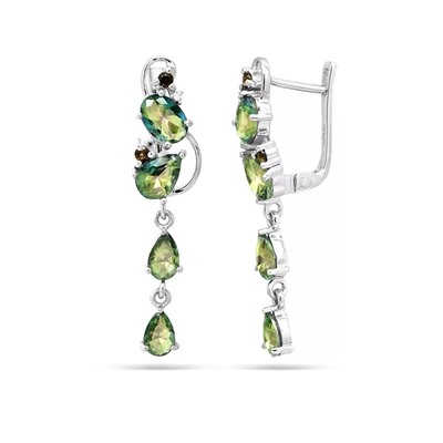 Серьги из серебра мистик кварц синий, Мальта