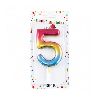 Свеча для торта "Цифра 5", с градиентом 8,5 см