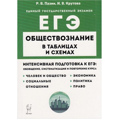 ЕГЭ Обществознание в таблицах и схемах 10-11кл. Интенсивная подготовка (Пазин Р.В.,Крутова И.В.), (Легион, 2024), Обл, c.368