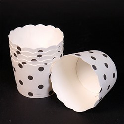 Бумажные стаканчики для кексов Белые в горох 50*45 мм, 10 шт