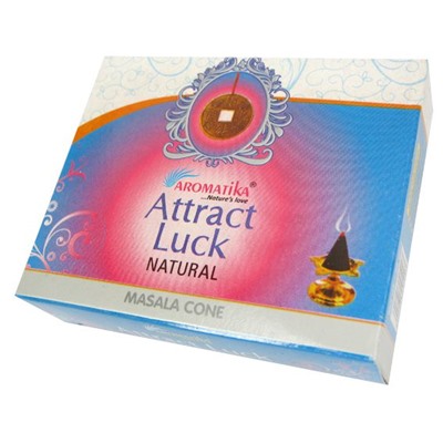 ATTRACT LUCK Natural Masala Cone, Aromatika (ПРИВЛЕЧЕНИЕ УДАЧИ конусные благовония, Ароматика), уп. 25 г. + подставка.
