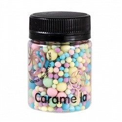 Посыпка микс из рисового драже в глазури матовая "Голубая, желтая, розовая, изумрудная, сиреневая", 50 г