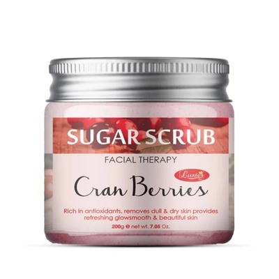 CRAN BERRIES Sugar Scrub, Luster (КЛЮКВА сахарный скраб для лица, Ластер), 200 г.