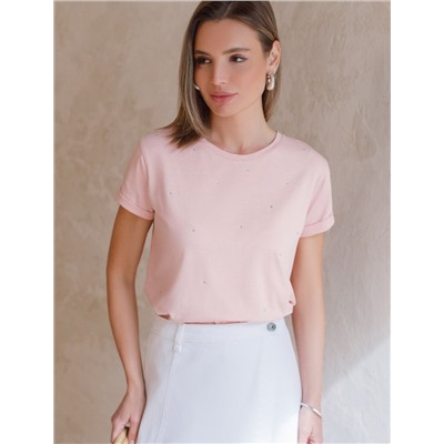 Футболка из эластичного хлопка с принтом стразы