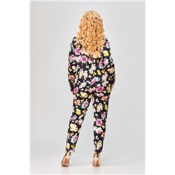 Svetlana-Style 1883 черный+цветы+фуксия, Брюки,  Жакет,  Топ