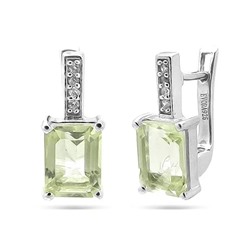 Серьги из серебра зеленый аметист, Вилора