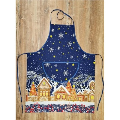 Фартук с карманом "Полночь" рогожка хлопок 100%