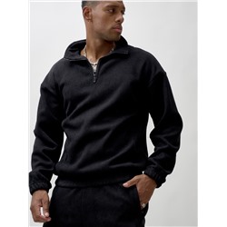 Спортивный костюм мужской демисезонный на флисе черного цвета 331Ch