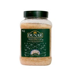 Dunar ELONGA Extra Long Sella Basmati Rice (Дунар ЭЛОНГА экстра длиннозёрный рис басмати, шлифованный ПРОПАРЕННЫЙ), банка, 1 кг.