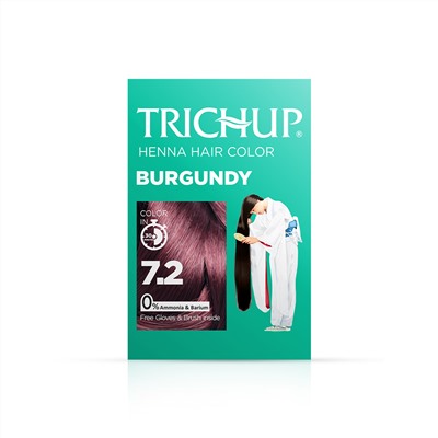 TRICHUP Henna Hair Color BURGUNDY 7.2, Vasu (ТРИЧУП (ТРИЧАП) краска для волос на основе хны БУРГУНДИ 7.2, Васу), 60 г. (6 саше по 10 г.).