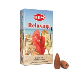 RELAXING Backflow Incense Cones, Hem (РАССЛАБЛЕНИЕ благовония пуля стелющийся дым, Хем), уп. 10 конусов.