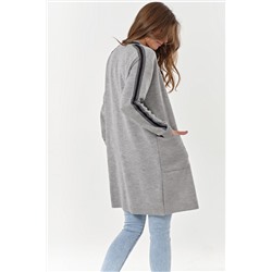 Кардиган вязаный удлиненный без застежки светло-серый