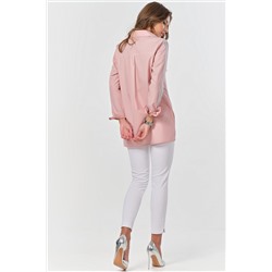 Рубашка прямая с лампасами из хлопка розовая