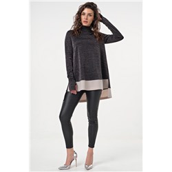 Туника трикотажная свободная с люрексом черная