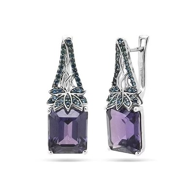 Серьги из серебра синт.александрит, Фридом