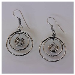 Серьги Завиток два кольца резные German silver ИНДИЯ, металл SH AME4535