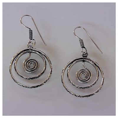 Серьги Завиток два кольца резные German silver ИНДИЯ, металл SH AME4535