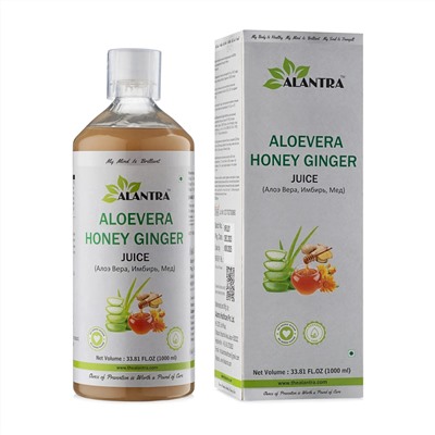 ALOEVERA HONEY GINGER Juice, Alantra (Аюрведический сок АЛОЭ ВЕРА МЁД и ИМБИРЬ повышение иммунитета, Алантра), 1000 мл.