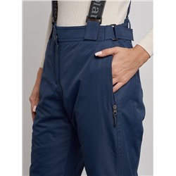 Полукомбинезон утепленный женский зимний горнолыжный темно-синего цвета 2250TS