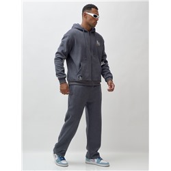Спортивный костюм мужской демисезонный на флисе темно-серого цвета 336TC