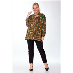 Michel chic 760 зеленый-коричневый-цветы, Блуза