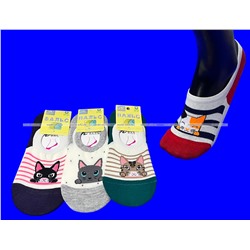 ВАЛЬС следки женские короткие с силиконом Забавные мордочки арт. 616-11