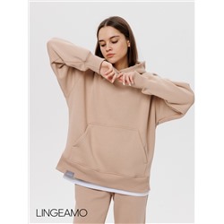 Женский худи оверсайз из футера с начесом Lingeamo кофейный ВК-24 (3)