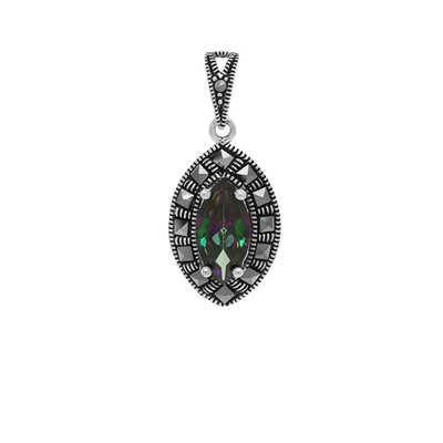 Подвеска из серебра марказит, мистик кварц, SL-AGA1553