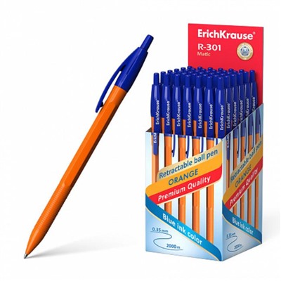 Ручка автомат. шар. син. Erich Krause R-301 Matic Orange (выпис.по 2шт.) 38512